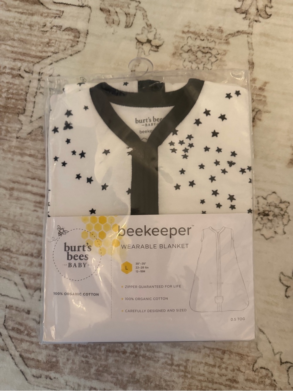 burt's bees baby Black & White Star Beekeeper Wearable Blanket  sleep sack
